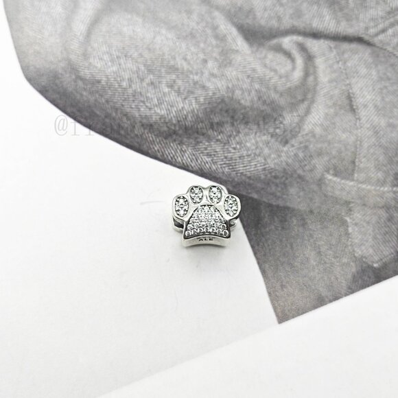 Pandora Dog Paw Print Charm with Clear - Picture 4 of 4
